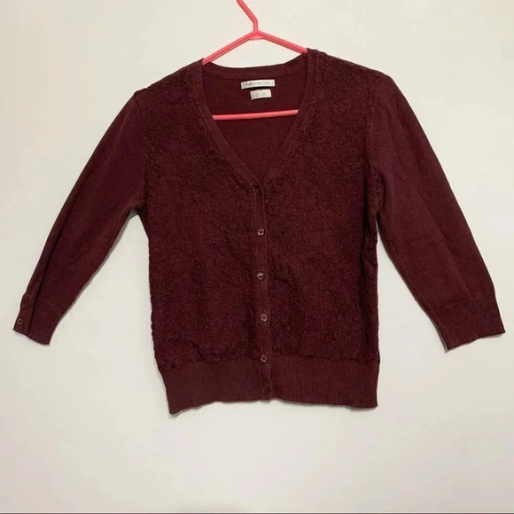 Van heusen Studio burgundy cardigan sweater Sz S - Picture 1 of 10